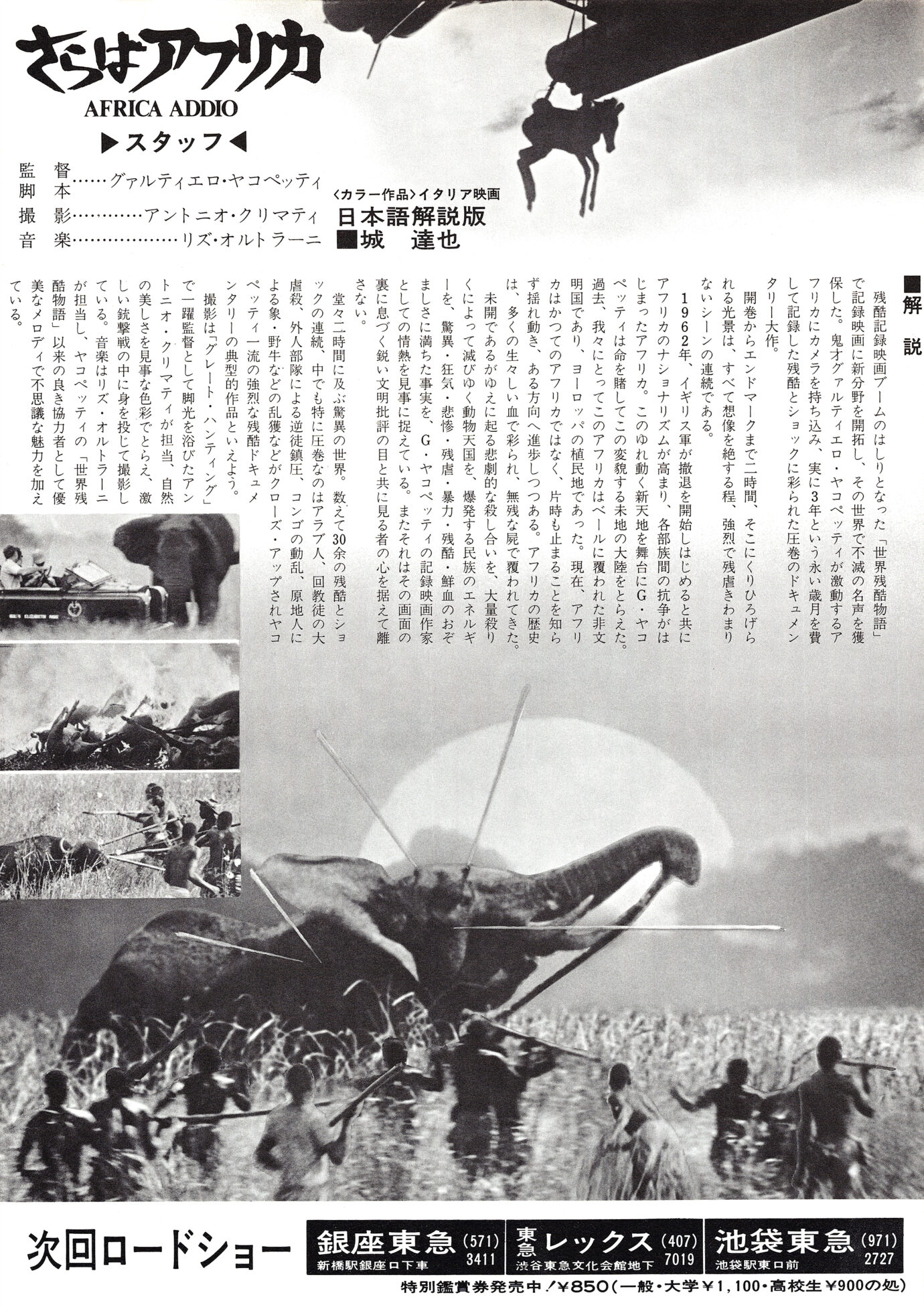 さらばアフリカ（1965）［映画チラシ裏面］
