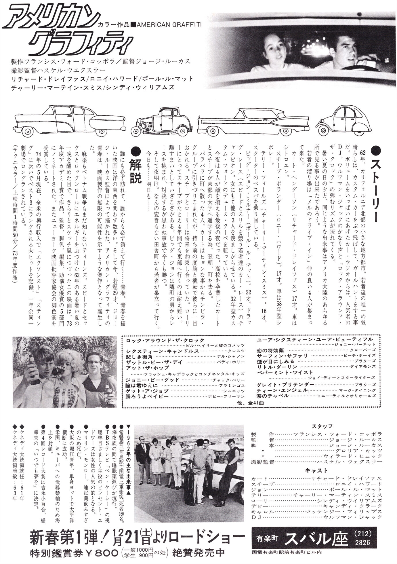 アメリカン・グラフィティ（1974）［映画チラシ裏面］