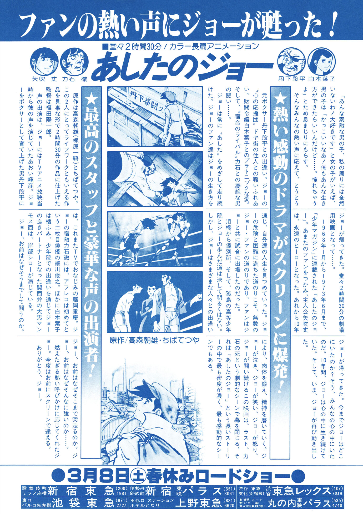あしたのジョー（1980）［映画チラシ 裏面］