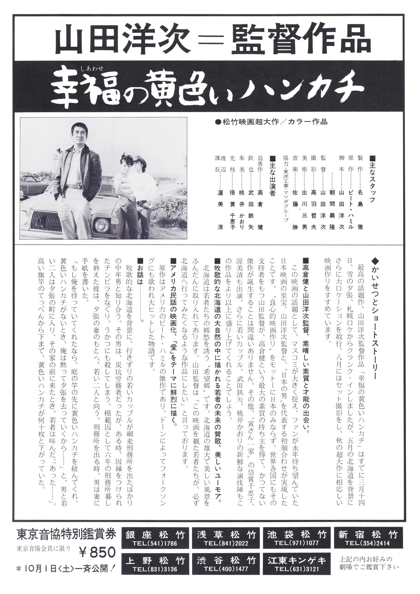 幸福の黄色いハンカチ［映画チラシ 裏面］