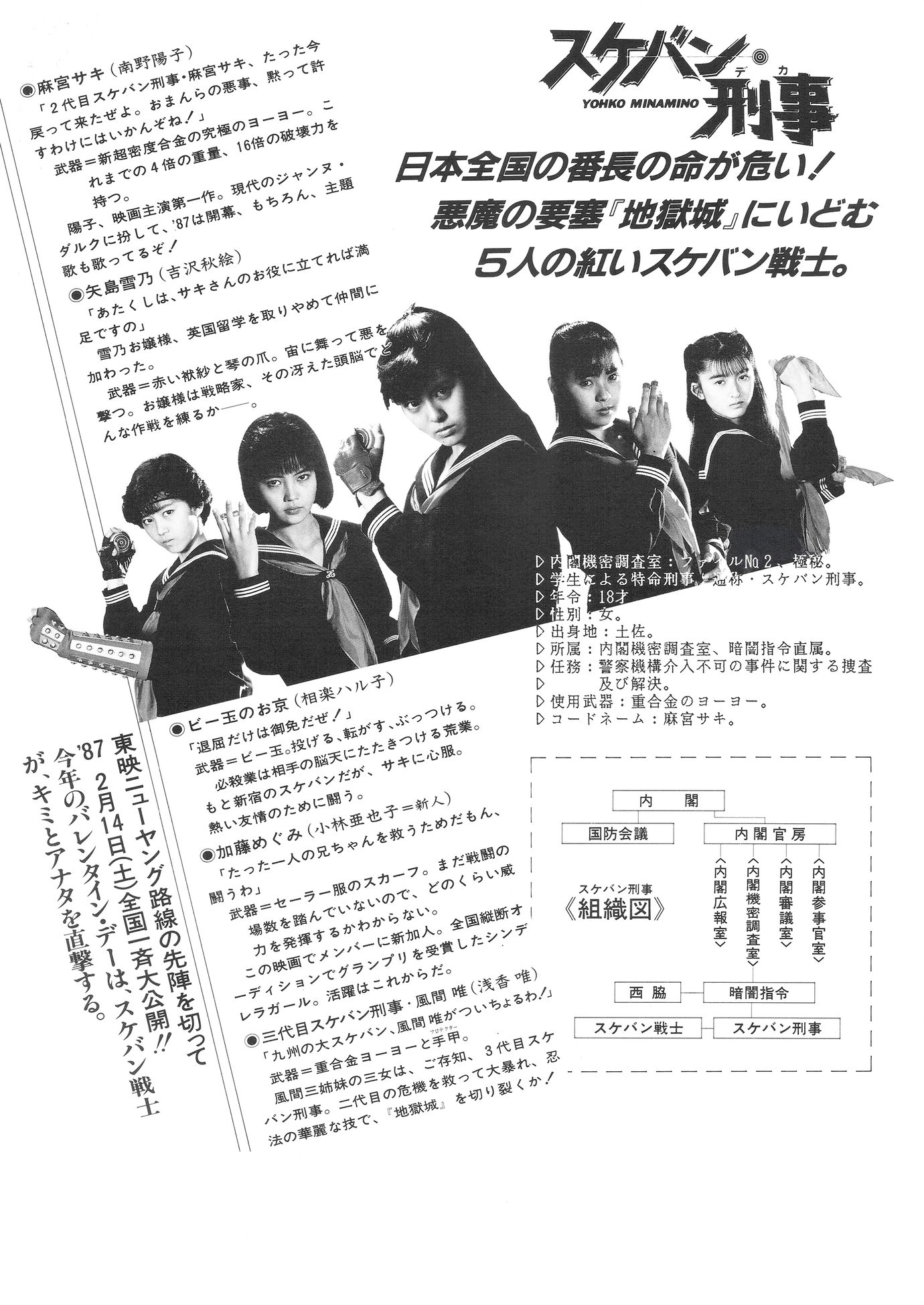 ［スケバン刑事（1987）　映画チラシ裏面］